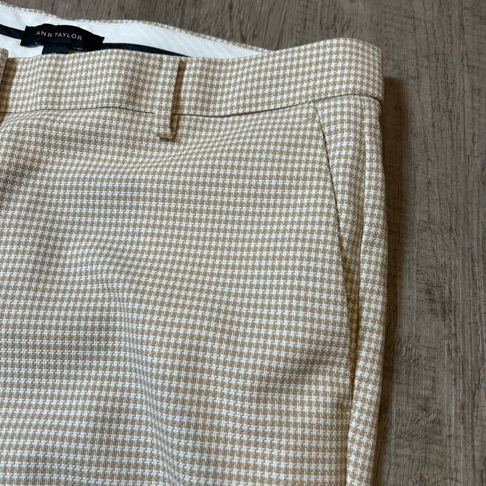 Ann Taylor Houndstooth Suit Set Beige Top Size 12 Pants Size 10 Office Chic - Picture 7 of 11